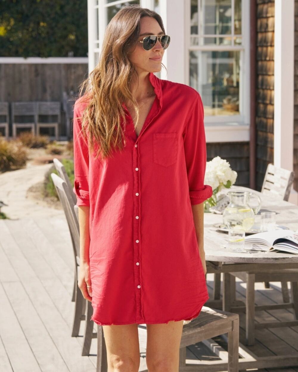 Frank & Eileen Women's Red Mary Classic Shirtdress in Saffron Size X-Small